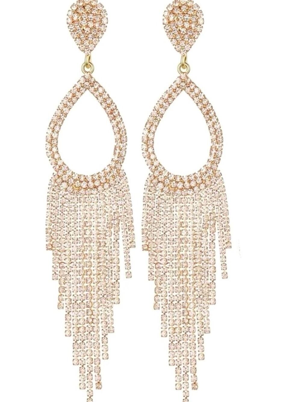 Silver Rhinestone Drop Earrings*